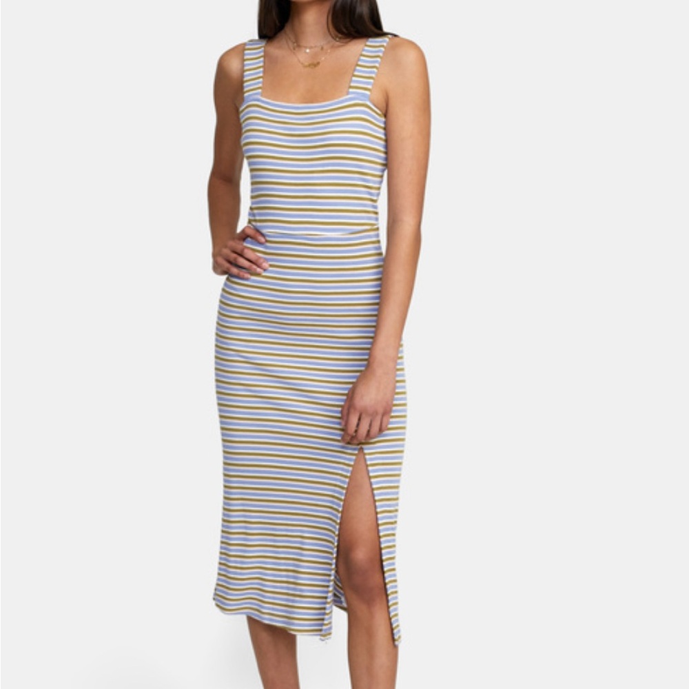 RVCA Gray and Yellow Striped Midi Dress - Picture 5 of 10
